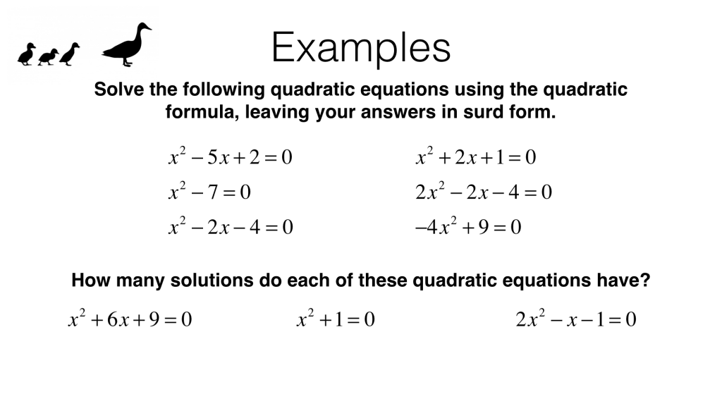 A18c Solving Quadratic Equations Using The Quadratic Formula