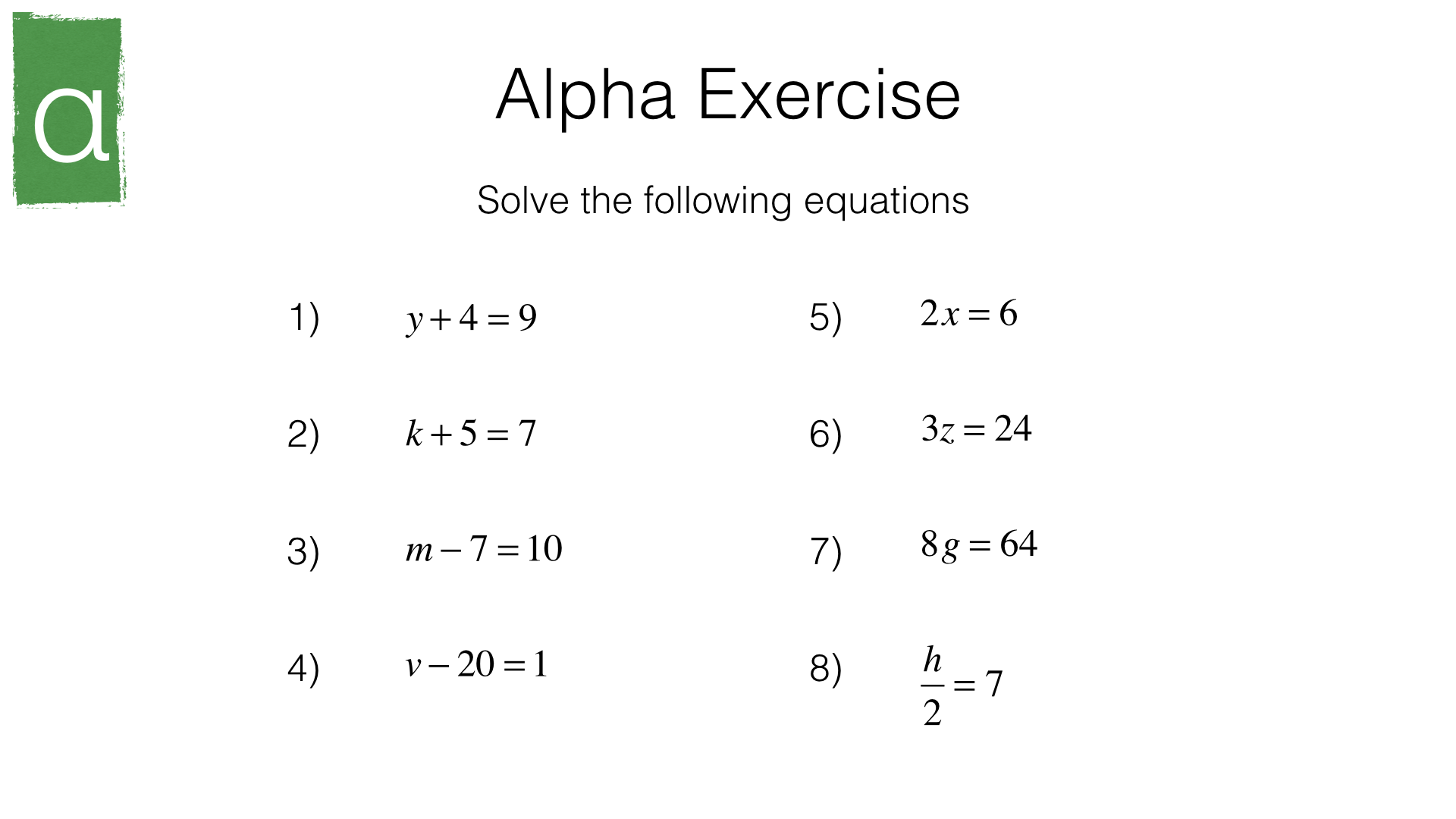 Solving Basic Algebraic Equations