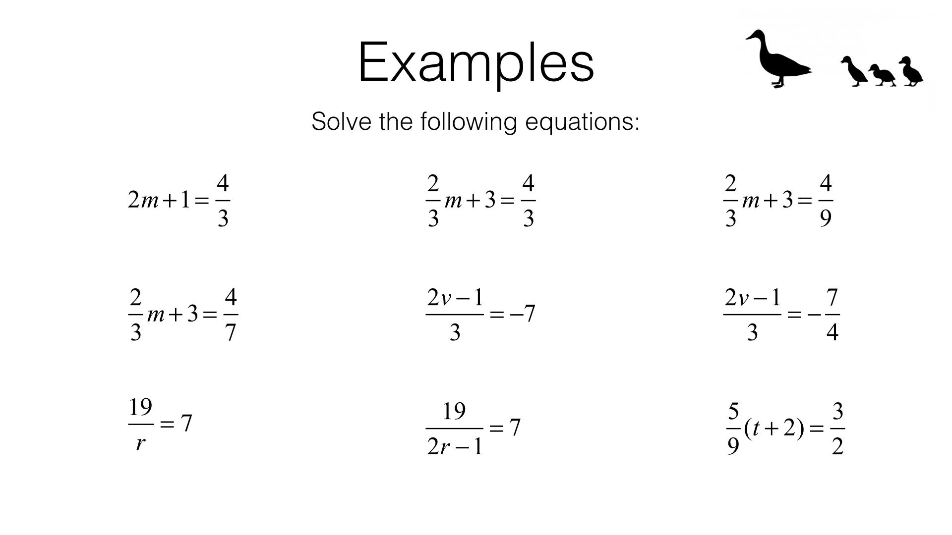 A17a – Solving simple linear equations in one unknown algebraically BossMaths.com