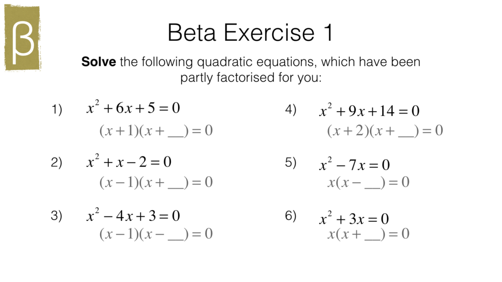 A18a – Solving quadratic equations by factorising – BossMaths.com