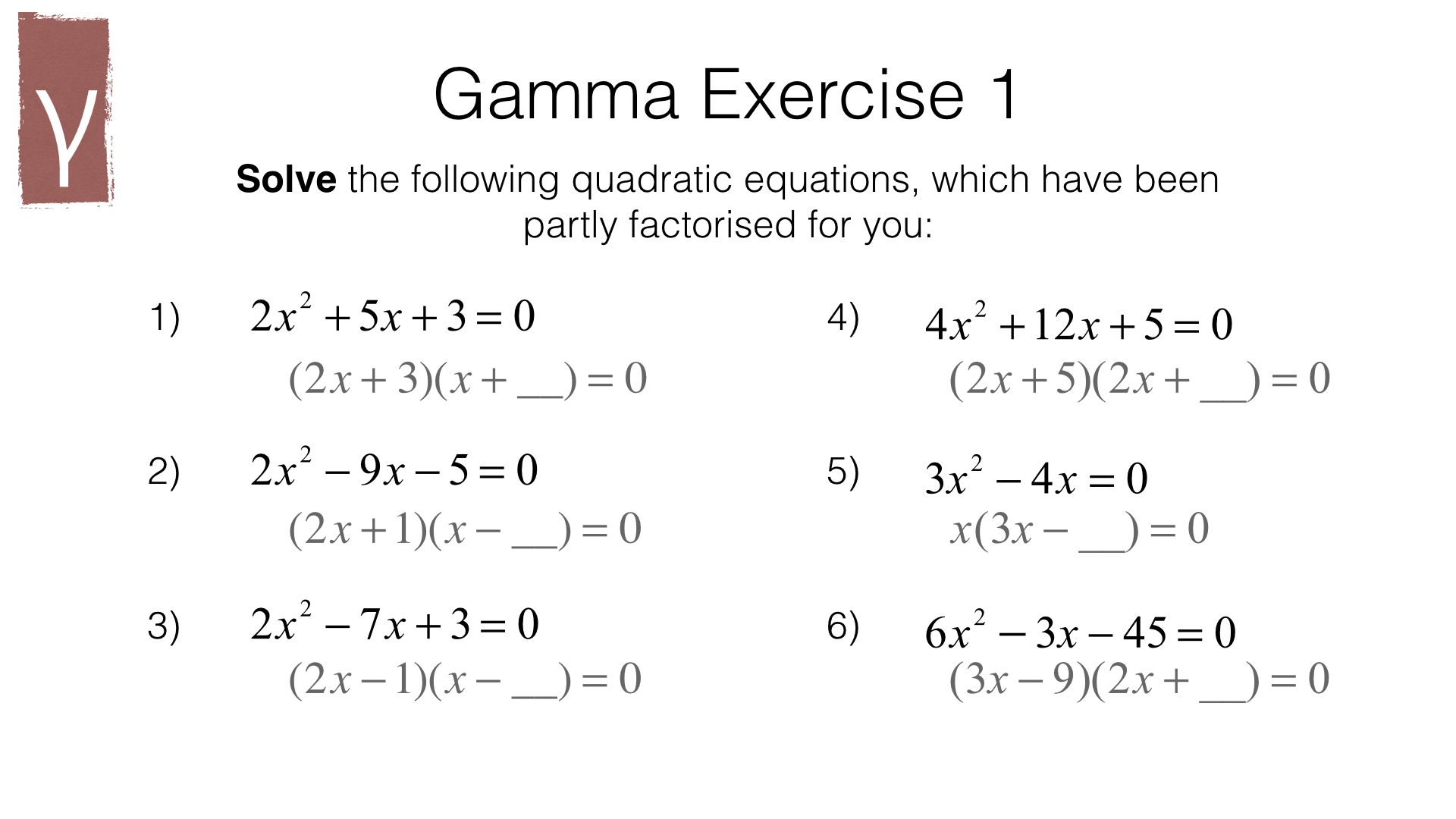 factoring quadratic equations problems
