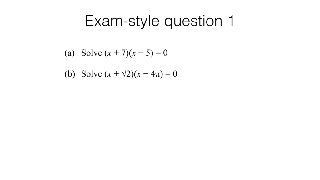 A18a – Solving quadratic equations by factorising – BossMaths.com