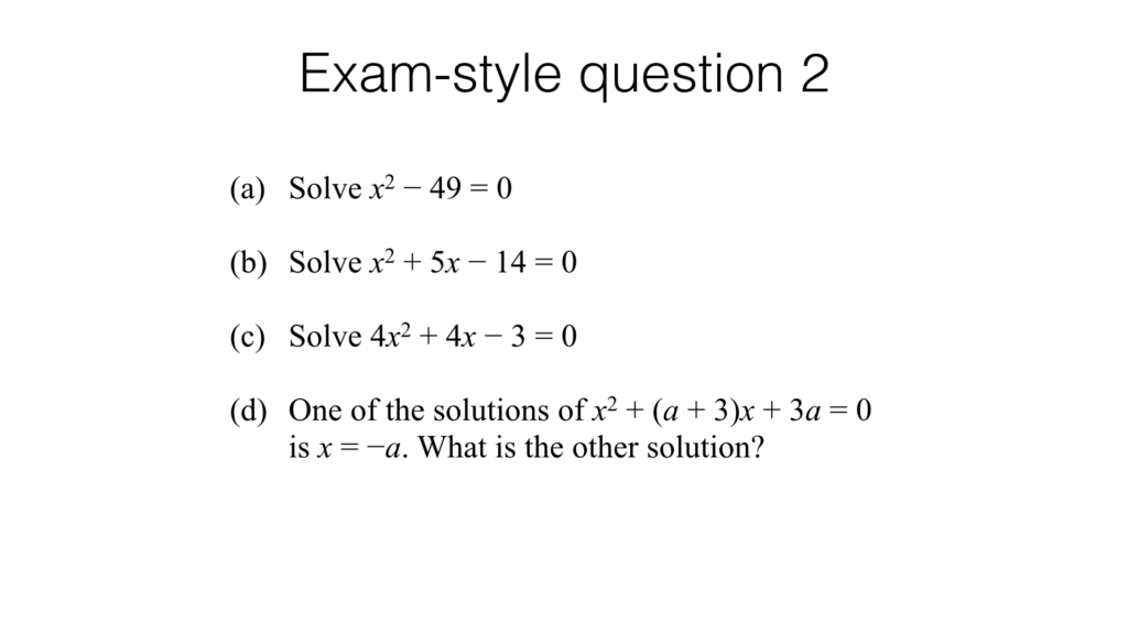 A18a – Solving quadratic equations by factorising – BossMaths.com