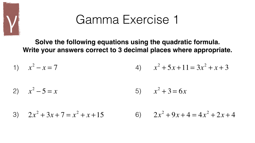 A18c – Solving quadratic equations using the quadratic formula ...