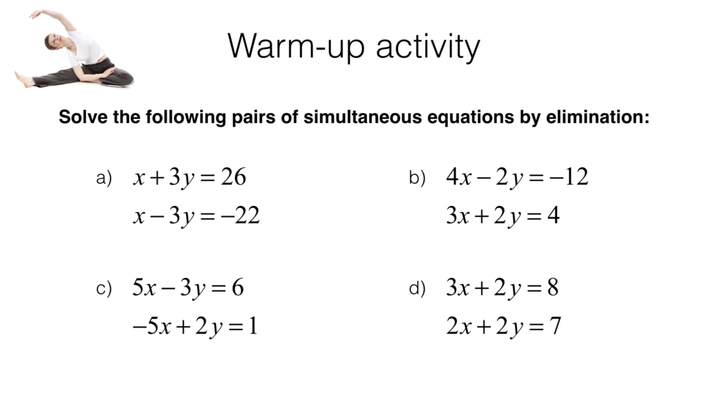 A19a Solving Two Linear Simultaneous Equations Algebraically By 