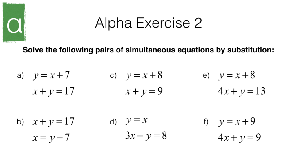 A19b Solving Two Linear Simultaneous Equations Graphically Or Algebraically By Substitution