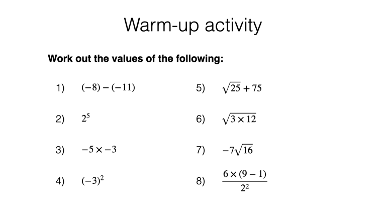 A2a – Substituting numerical values and expressions into formulae and ...