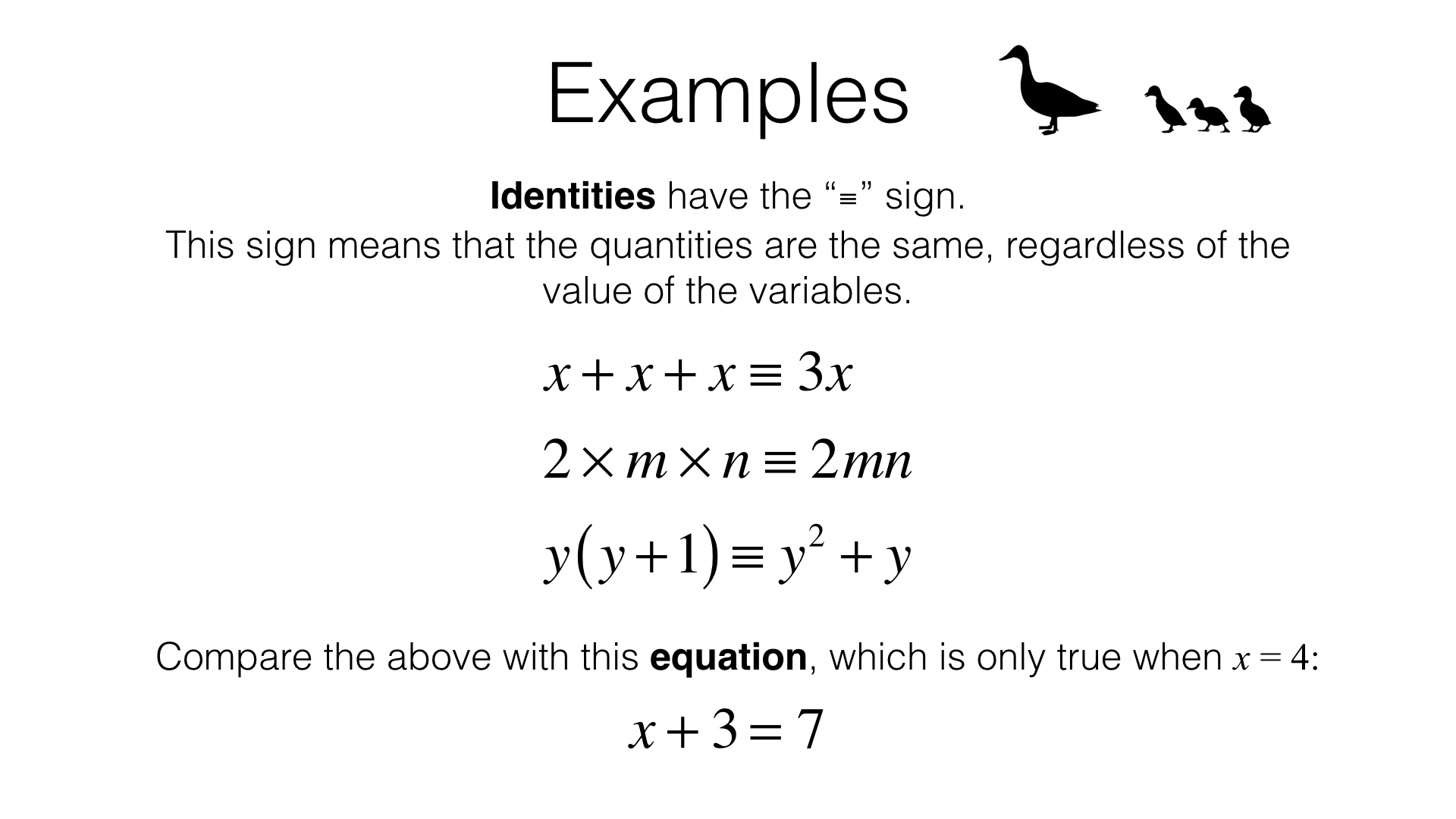 A3a – Understanding and using the concepts of expressions, equations