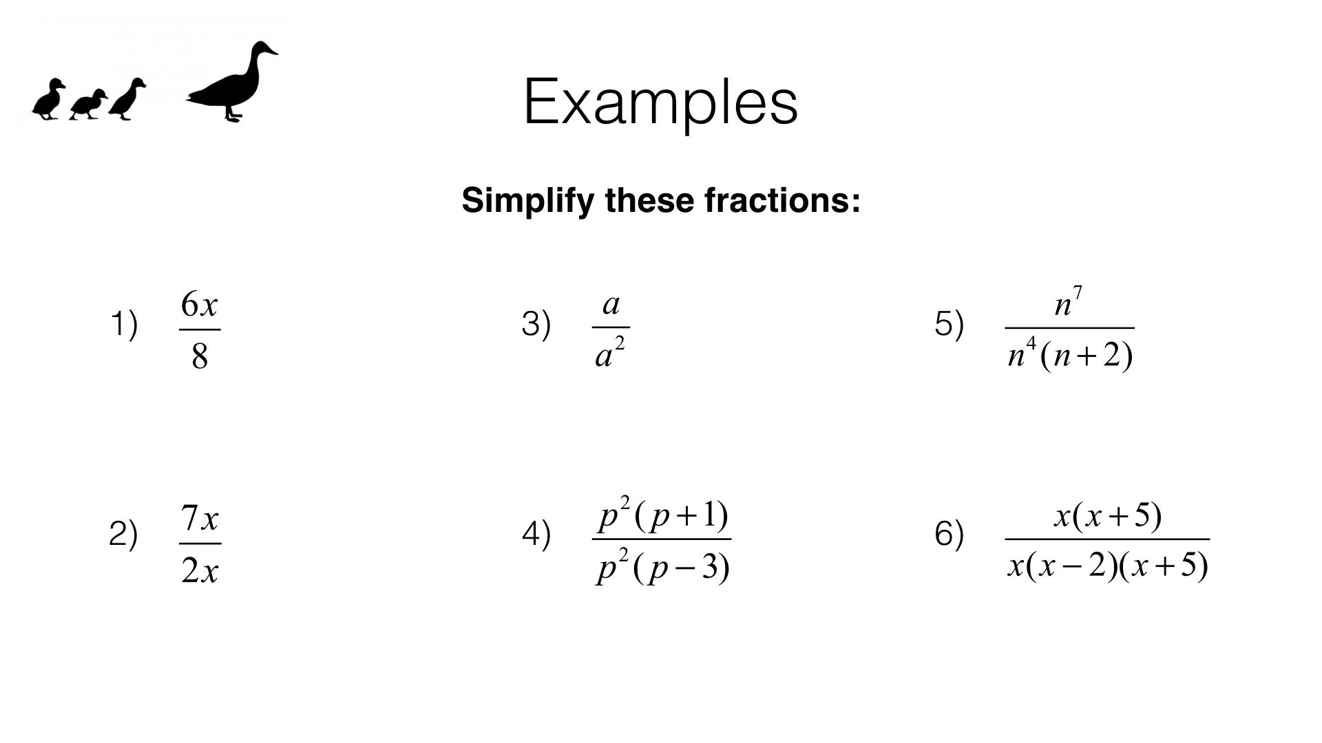 Simplifying Algebraic Fractions Worksheet