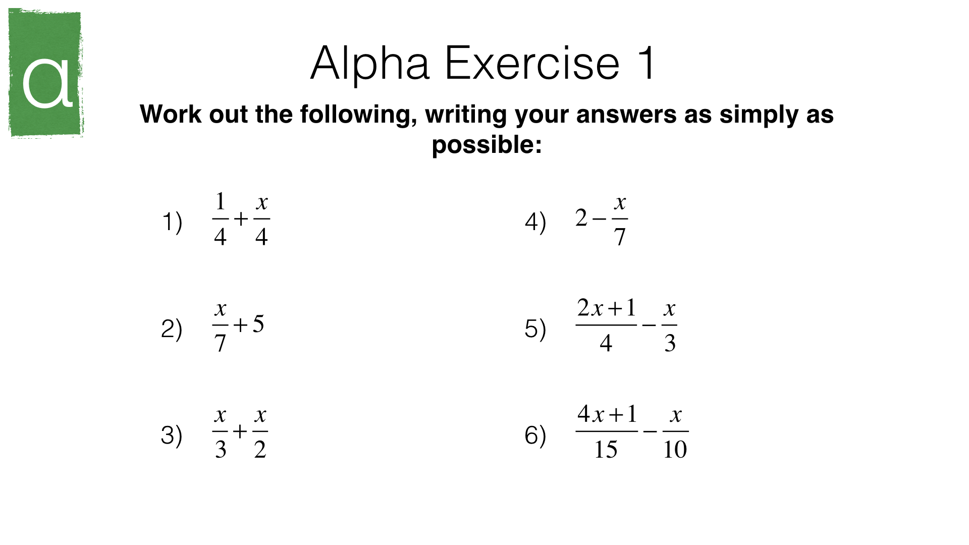 A4g Adding And Subtracting Algebraic Fractions BossMaths