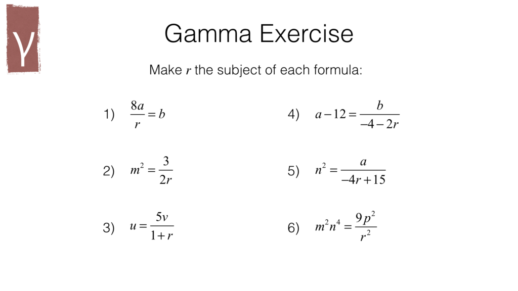 A5a – Rearranging Formulas To Change The Subject – BossMaths.com