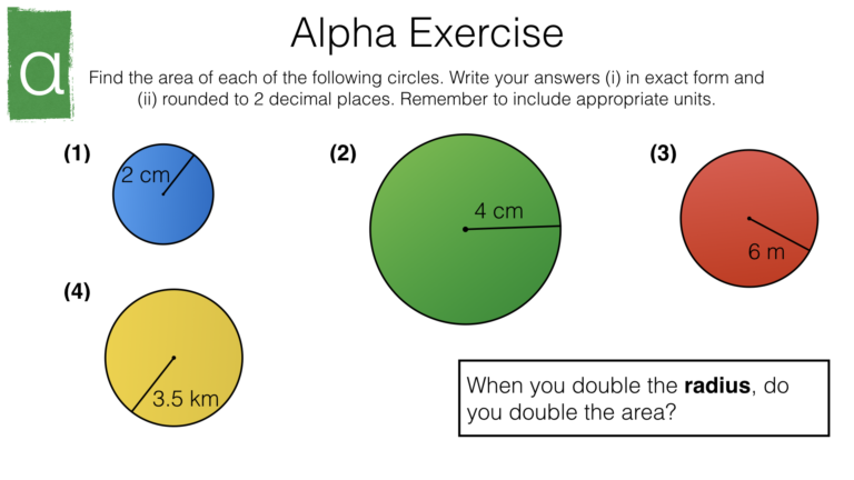 G17c – Area of a circle – BossMaths.com