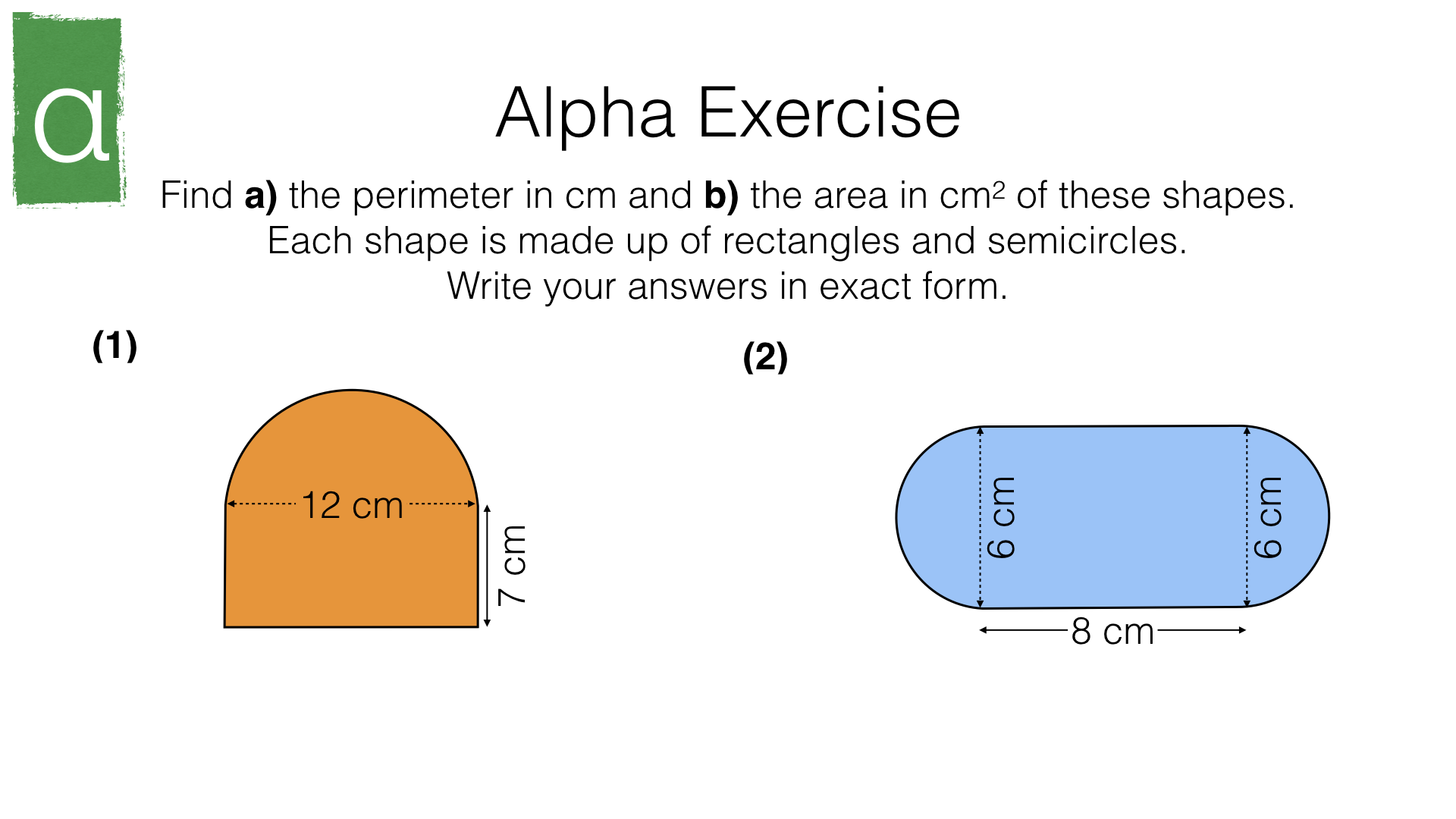 G17e – Perimeter and area of composite shapes made up of polygons and  sectors of circles – BossMaths.com