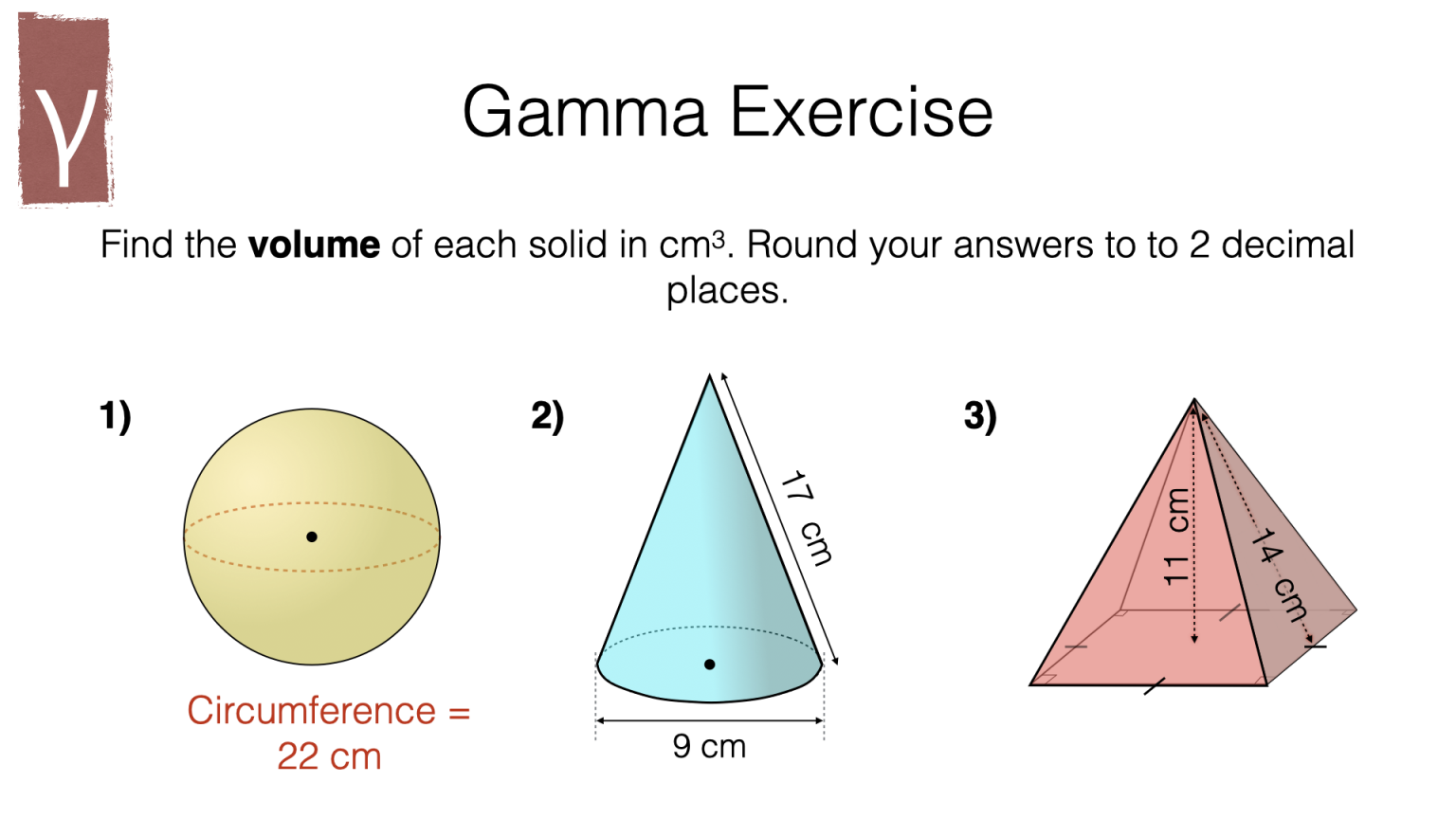 G17g – Volume of spheres, pyramids, and cones – BossMaths.com