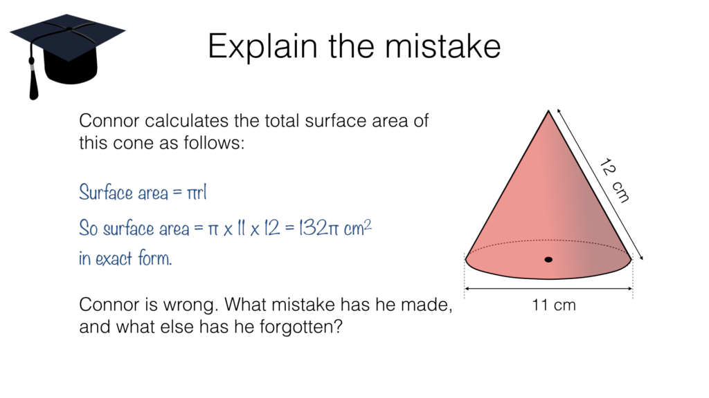 problem solving surface area of cone