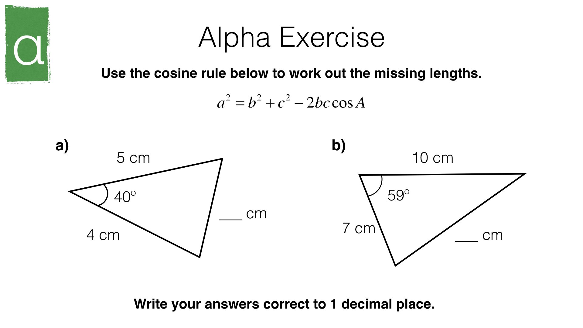 G25b – The cosine rule – BossMaths.com Intended For Law Of Cosines Worksheet