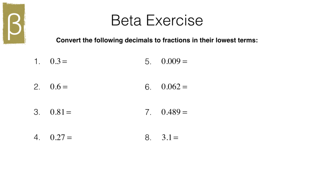 N10a – Converting Terminating Decimals Into Fractions And Vice Versa ...