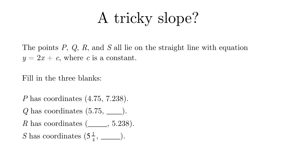 A tricky slope? – BossMaths.com